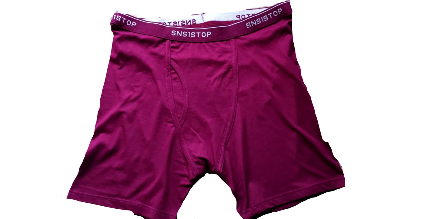 SNS 1 STOP BOXER BRIEFS SOLID COLOR UNDERWEAR - DUOBLE X, Burgundy/Eggplant image