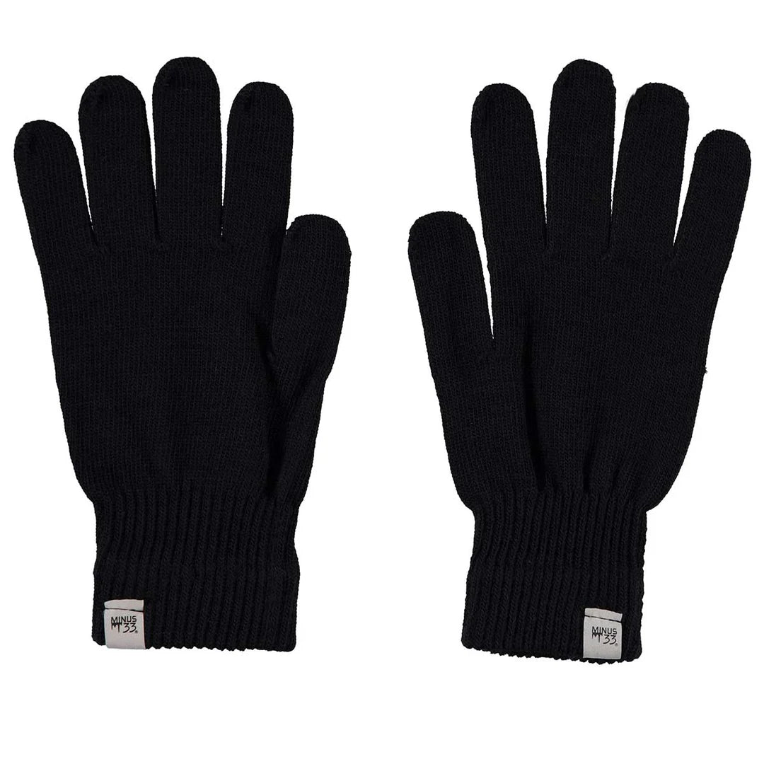 Black gloves made of natural fibers.