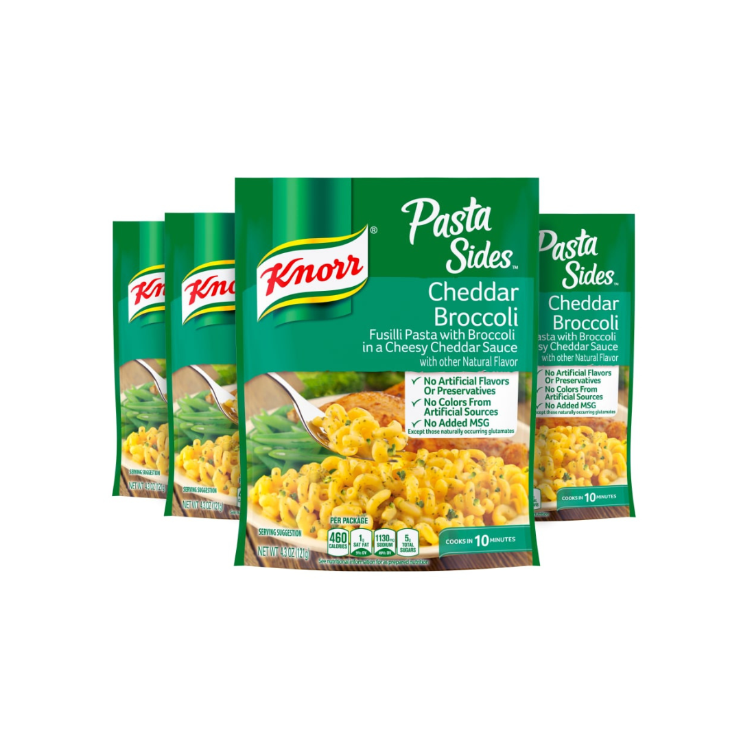 Broccoli with Knorr cheddar cheese and rice