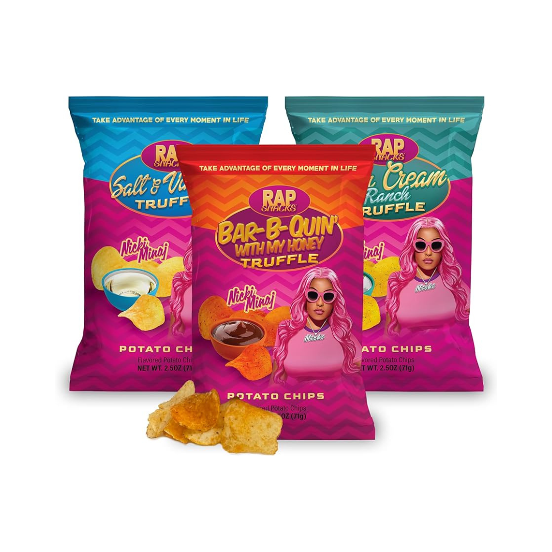 Box of assorted rap snacks