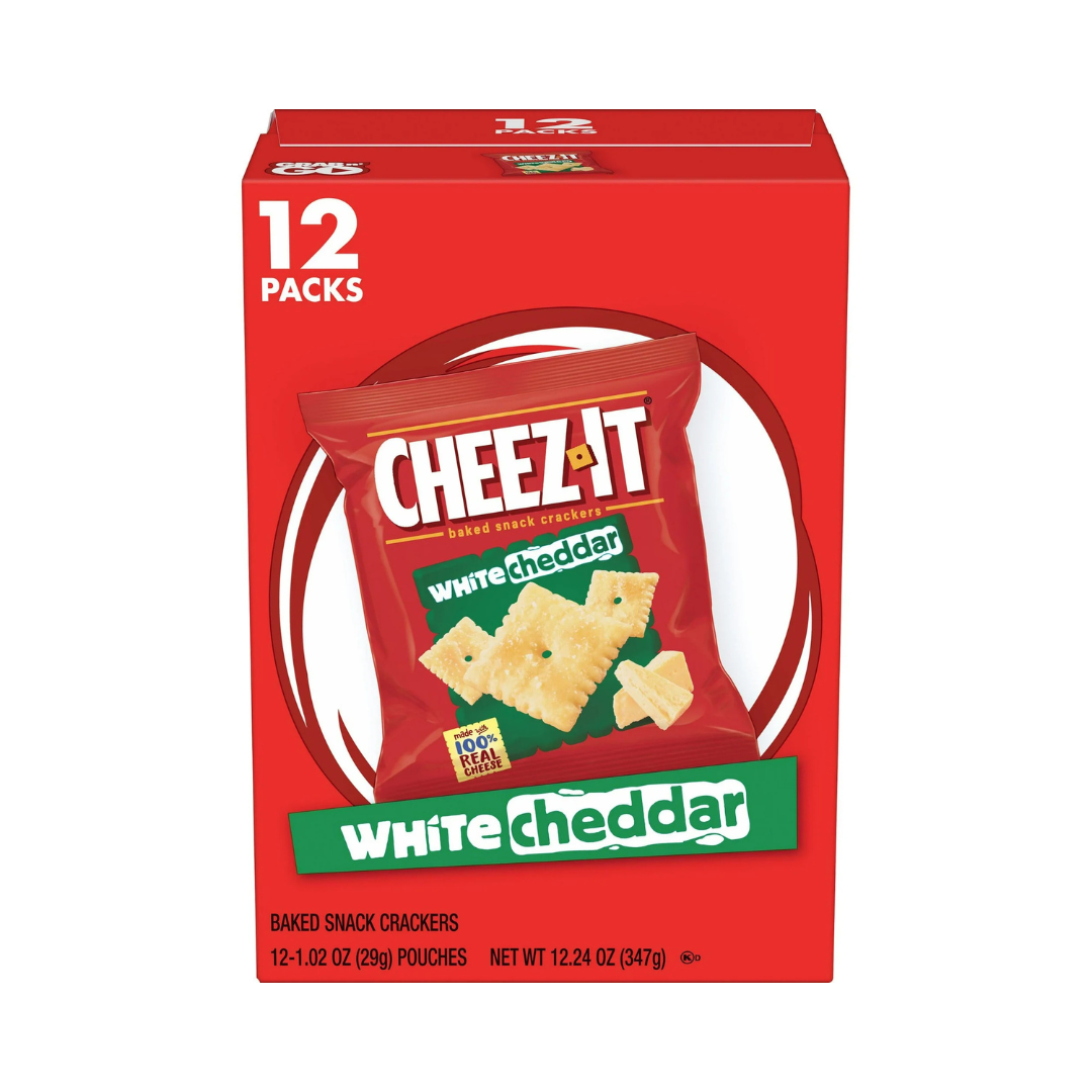 Cheez-It White Cheddar Baked Snack Crackers, Cheese Crackers, 12 Count
