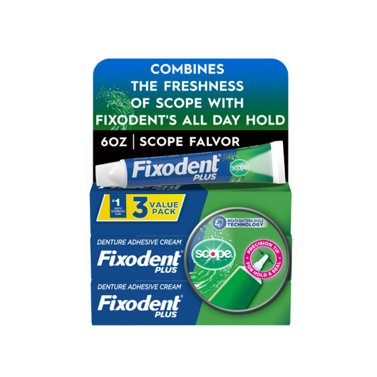 Fixodent Plus With Scope 3 pack