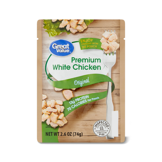 Great Value Premium White Chicken - Fully Cooked - Ready to Eat - 2.6 oz Pouch