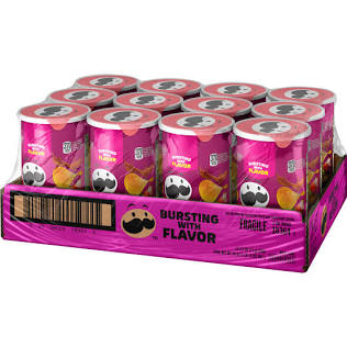 Pringles Grab & Go - Single Flavor Cases 12 In A Case Hermetically Sealed Cases- Bbq  (2.3 oz Per Can)
