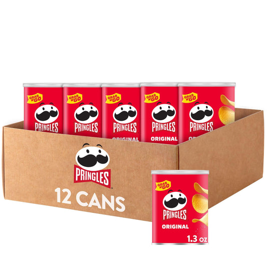 Pringles Grab & Go  Stack - Single Flavor Cases 12 in a case Hermetically Sealed Cases -Original (1.4 Oz Per Can)