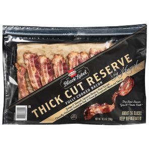 Thick-cut bacon, fully cooked